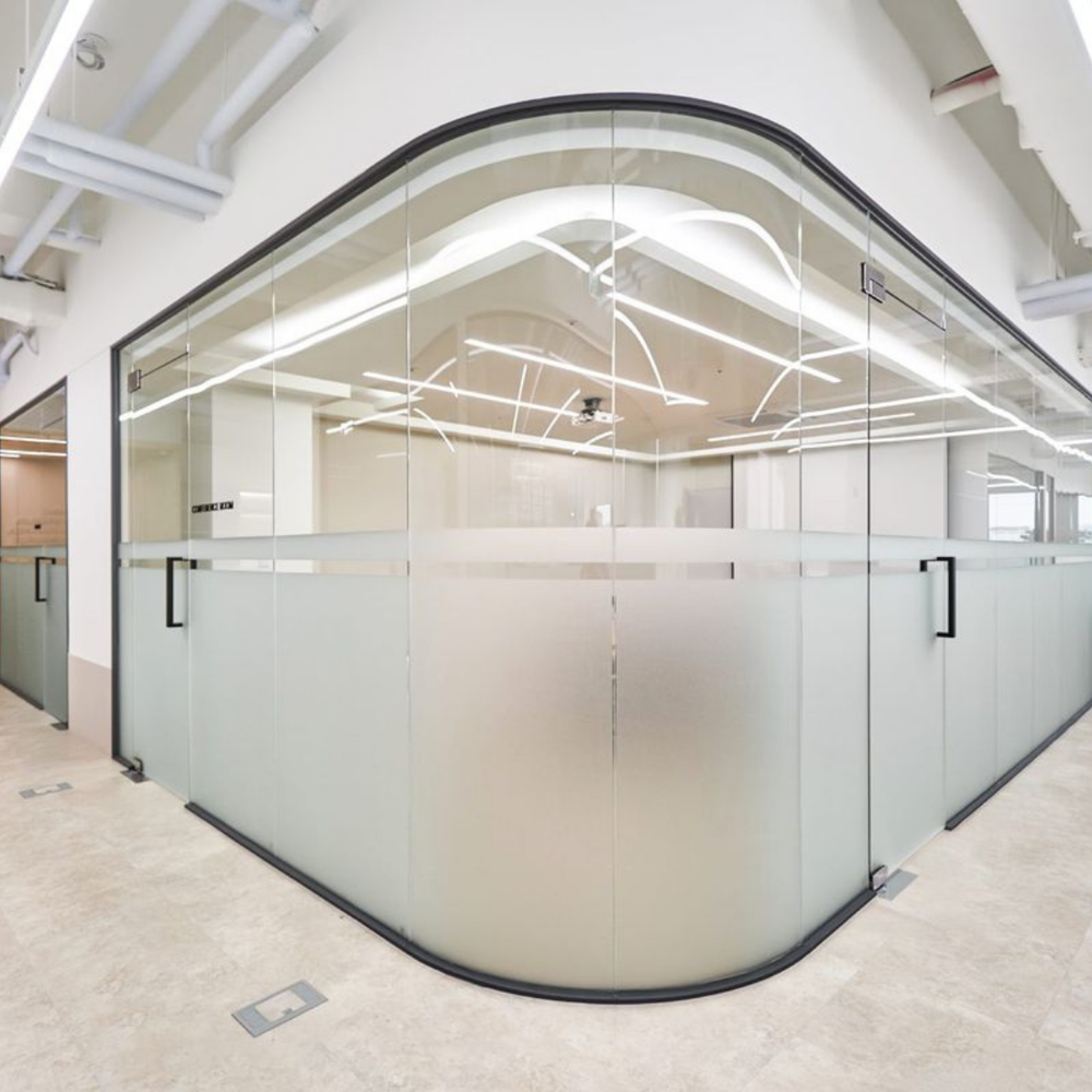 Bend Glass for Frame-less Partition