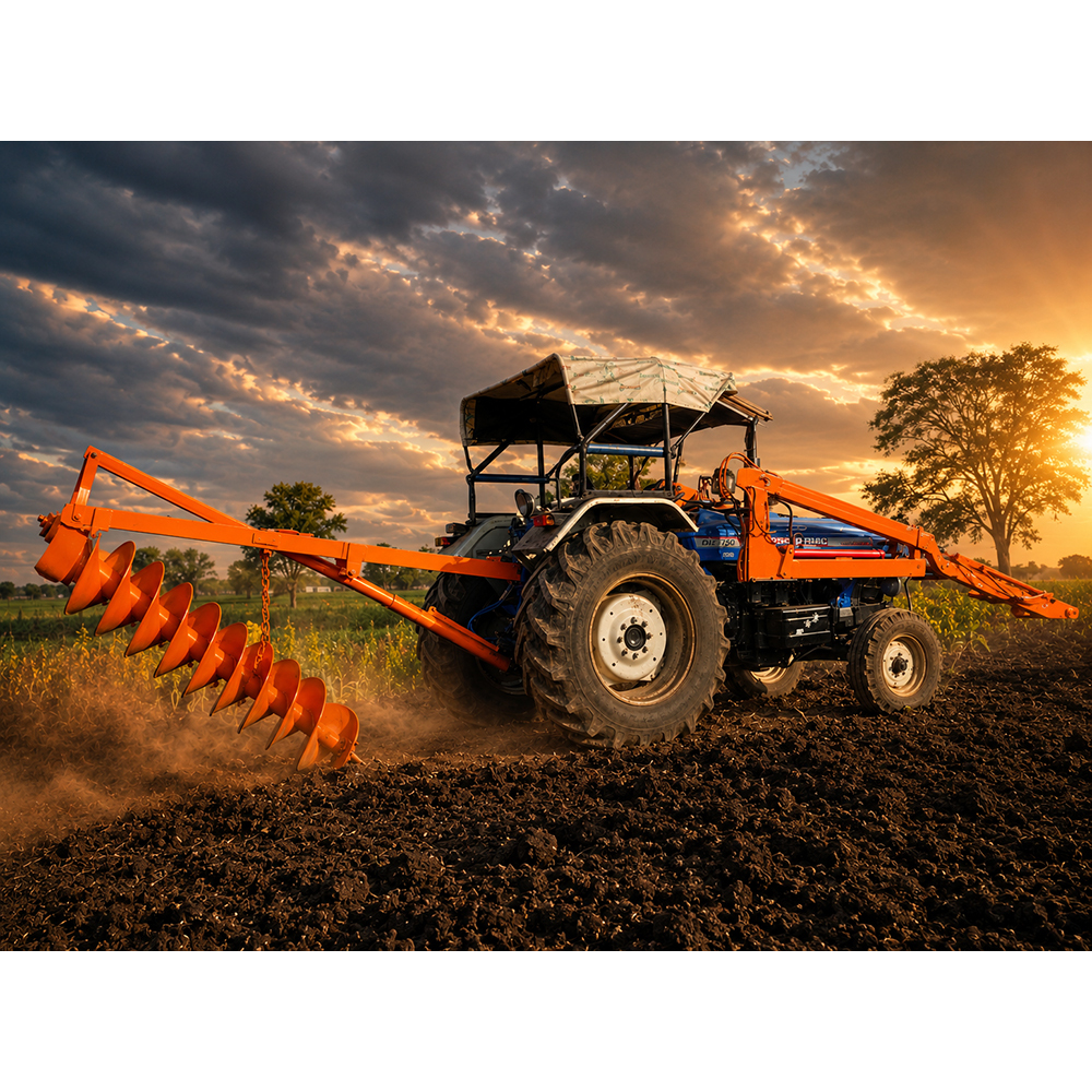Tractor Mounted Hydra Crane with Post Hole Digger