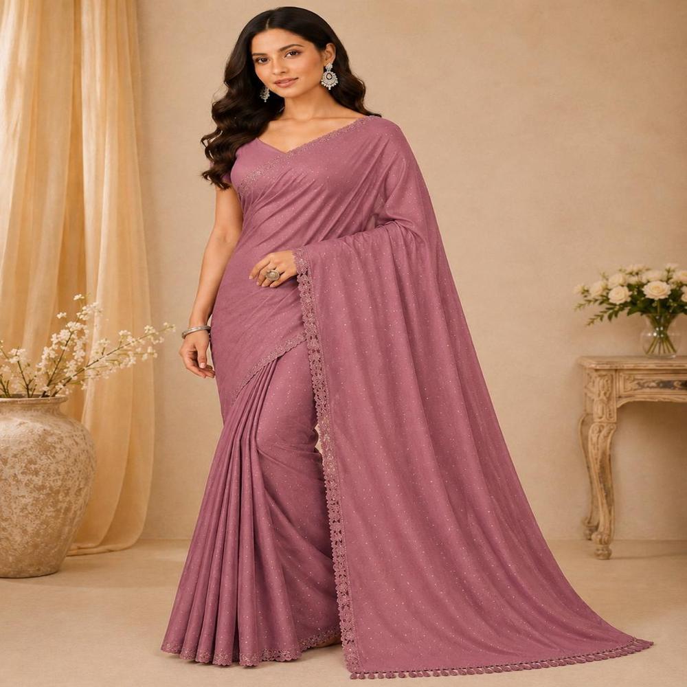 WOMEN'S MULBERRY SATIN SAREE FOR OCCASIONS