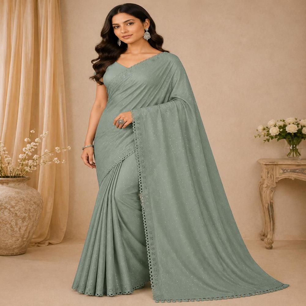 WOMEN'S MULBERRY SATIN SAREE FOR OCCASIONS