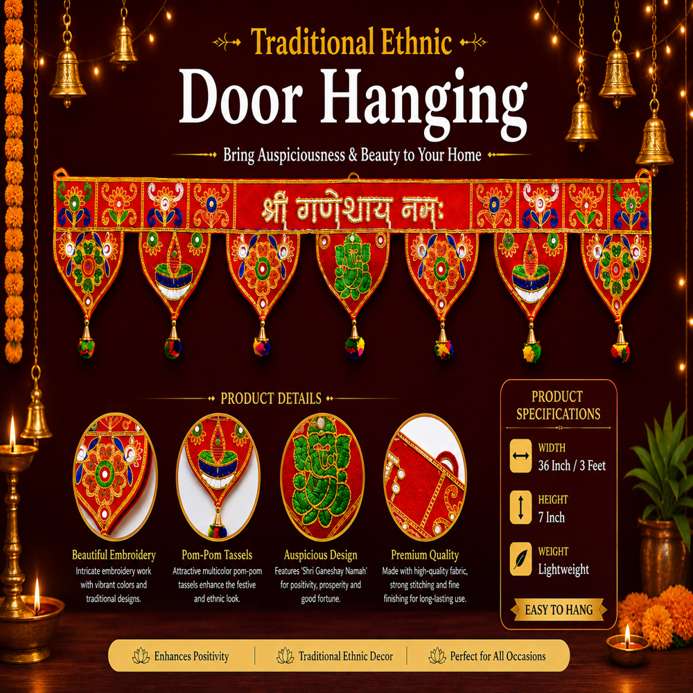 KRISHNA HANDLOOM Premium Decorative Temple Door Hanging M 5