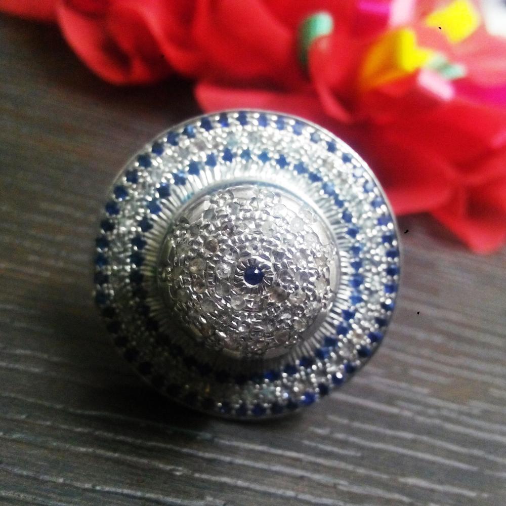 Handmade diamond studded victorian dom 925 silver dom ring
