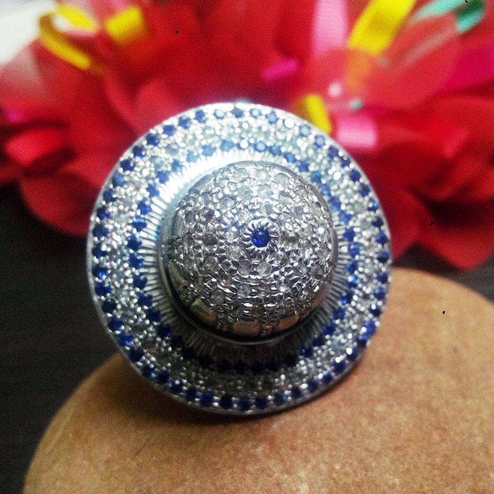 Handmade diamond studded victorian dom 925 silver dom ring