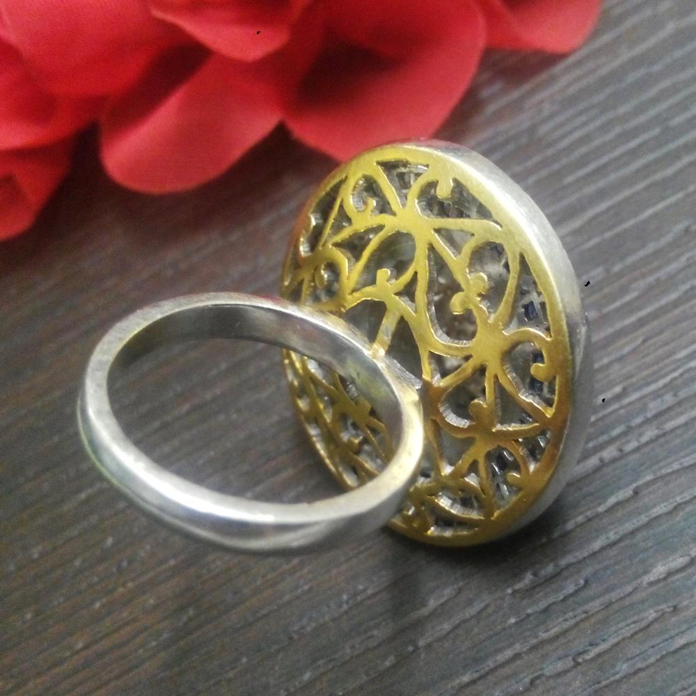 Handmade diamond studded victorian dom 925 silver dom ring
