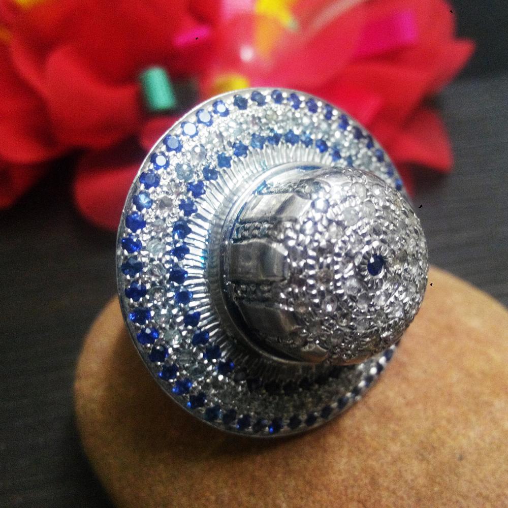 Handmade diamond studded victorian dom 925 silver dom ring