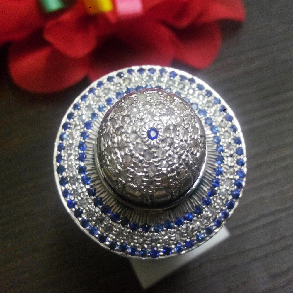 Handmade diamond studded victorian dom 925 silver dom ring