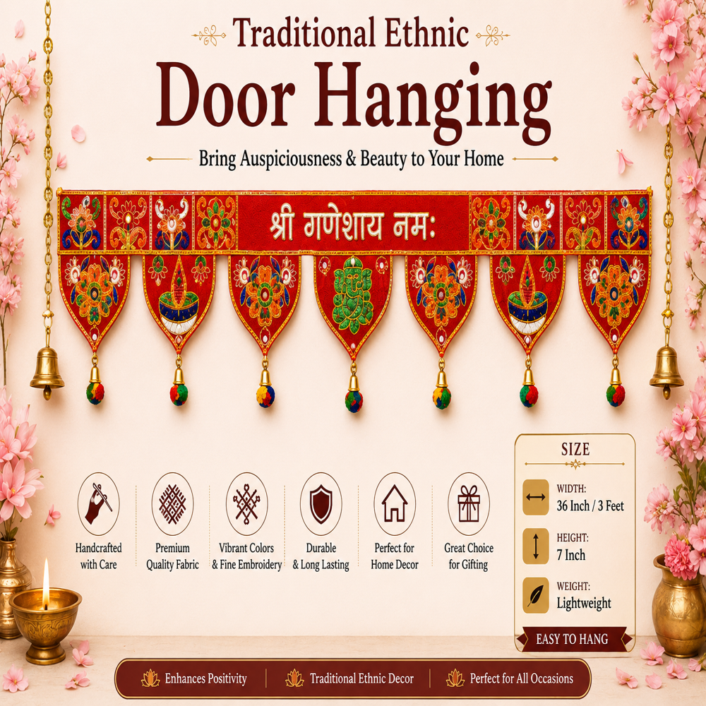 Krishna Handloom Decorative Home Entrance Festival Hanging M 12 - Color: Red
