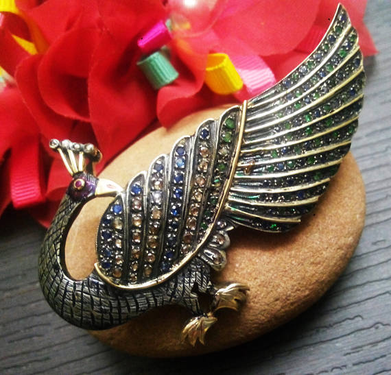 Real Diamonds Most Elegant Victorian Gold Silver Diamond Antique Pendant Cum Brooch