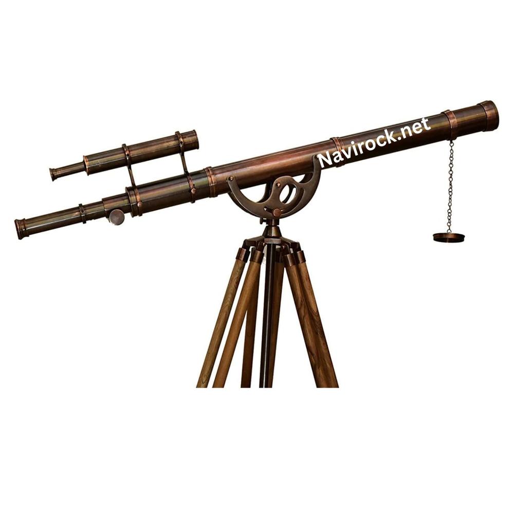 Nautical Floor Standing Telescope  Solid Brass Double Barrel Spyglass with Vintage Copper Antique Finish