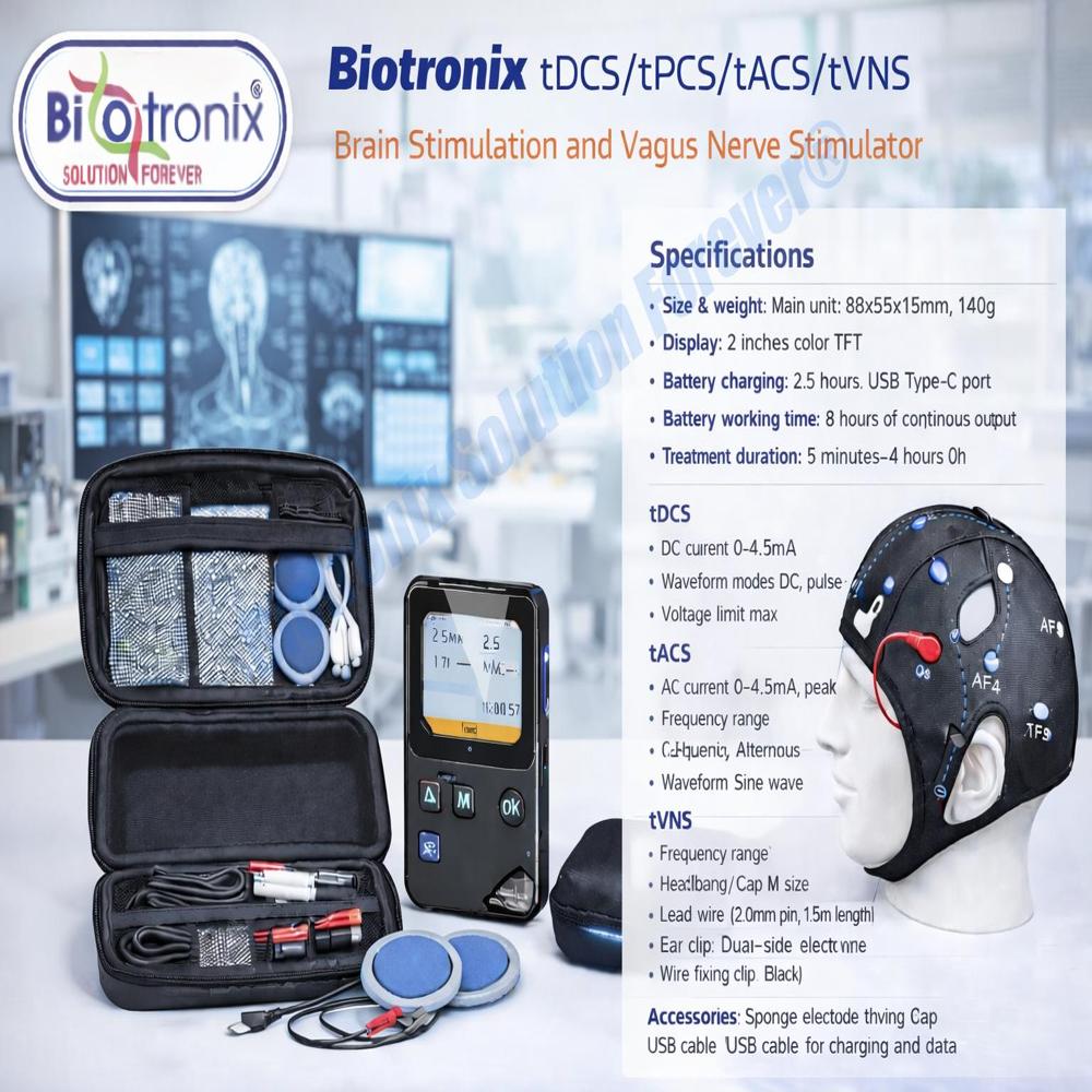 Professional Brain Stimulation Therapy Device with tDCS, tPCS, tACS and tVNS