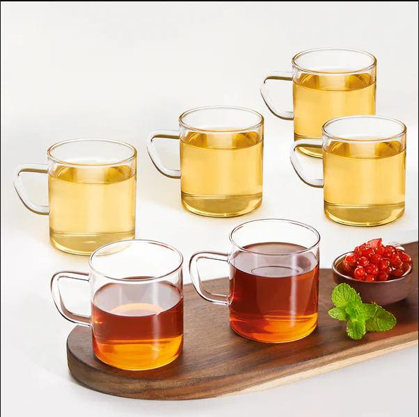 Borosil Prime Tea Set 5 N GLASS KETTLE 1L+4 VISION MUG 190ML BGFGBCOM0012