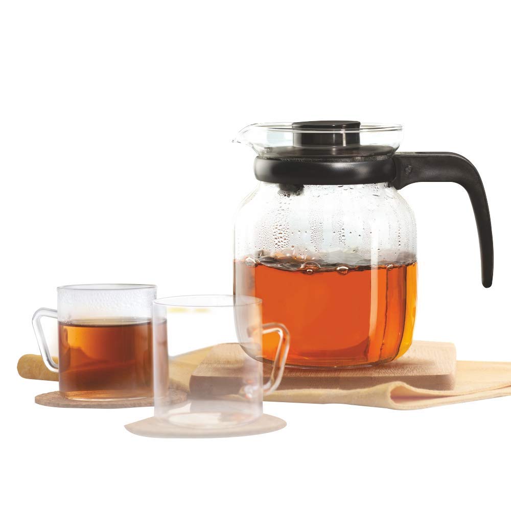 Borosil - Carafe Flame Proof Glass Kettle With Stainer, 650 ml 2 PC CLASSIC MUG  IH77TS11702