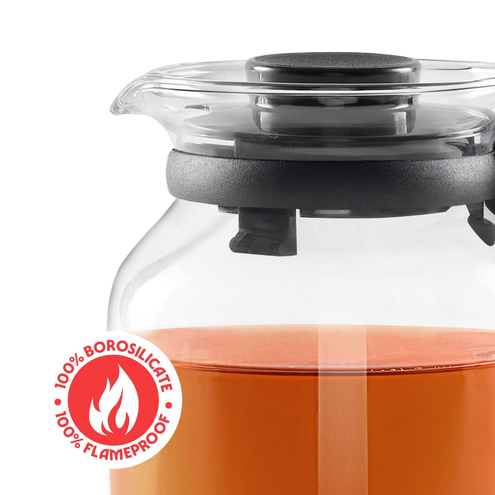 Borosil - Carafe Flame Proof Glass Kettle With Stainer, 650 ml 2 PC CLASSIC MUG  IH77TS11702