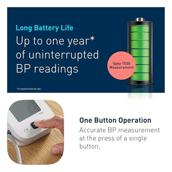 Omron HEM-7181 Upper Arm Automatic Blood Pressure Monitor with Long Battery Life and Hypertension Indicator
