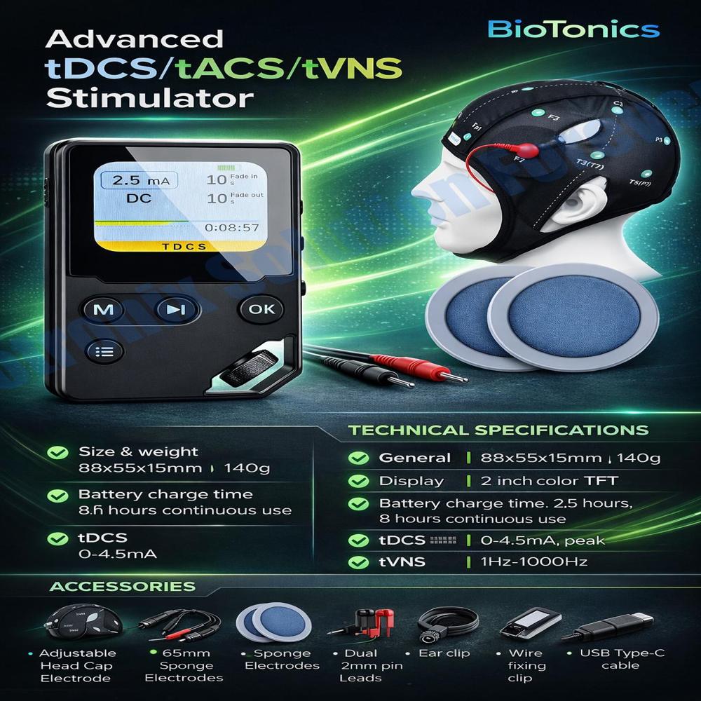 Advanced Neurological Recovery Device with tDCS tPCS tACS and tVNS