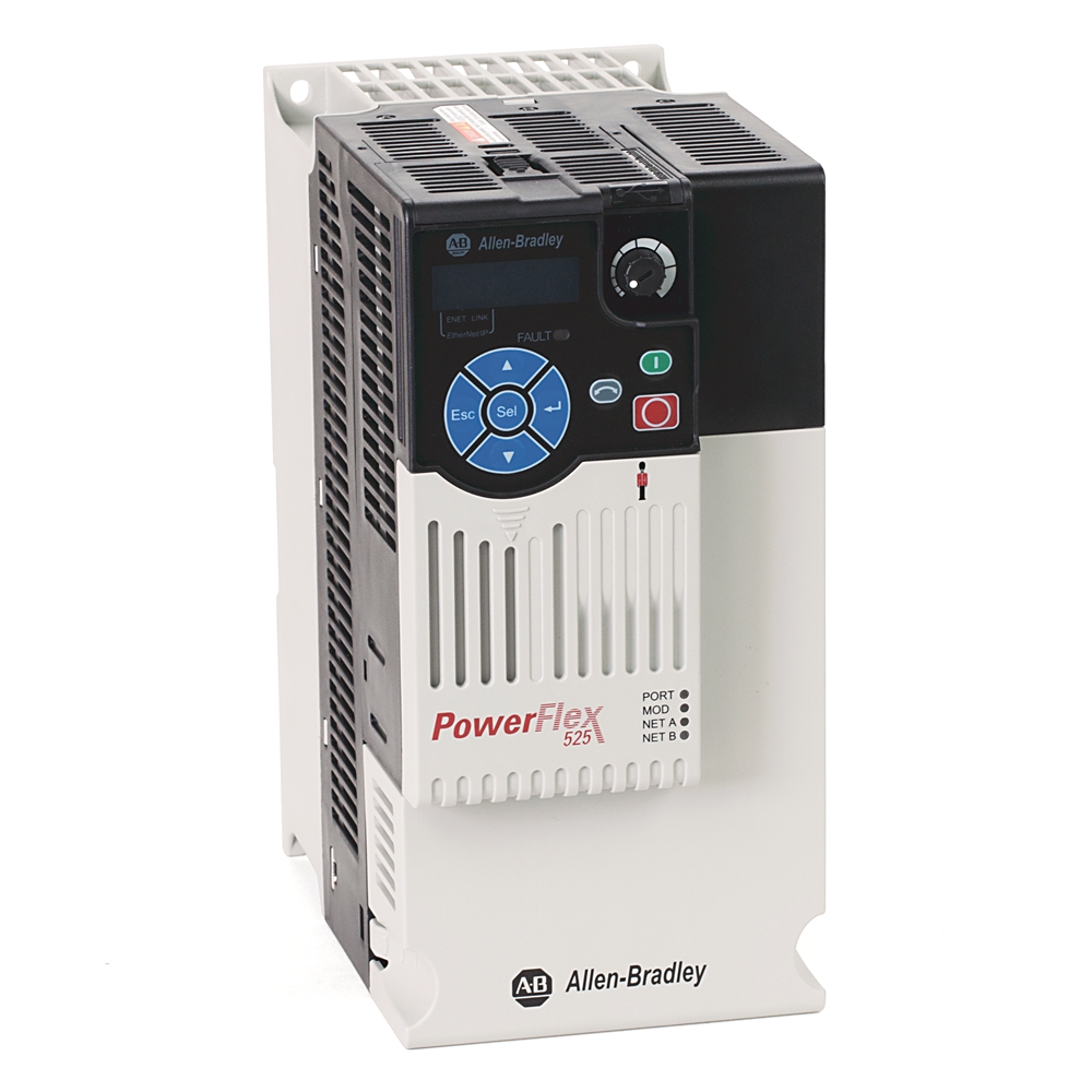 25b-d017n104 Powerflex 525 7.5kw (10hp) Ac Drive - Plastic/metal, 160x130x180 Mm, Black/white | Ethernet/ip, Safe Torque Off, Sensorless Vector Control