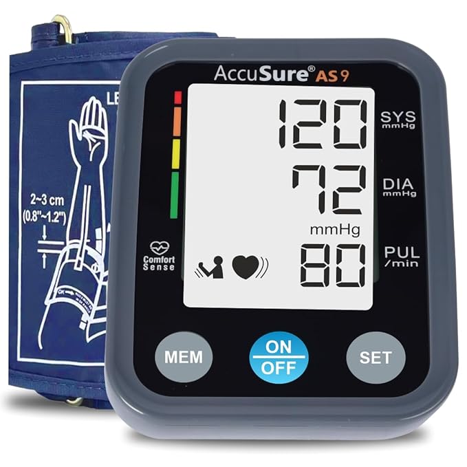 AccuSure AS9 Fully Automatic Digital Blood Pressure Monitor With Large Display, Most Advance Technology & Accurate Measurement