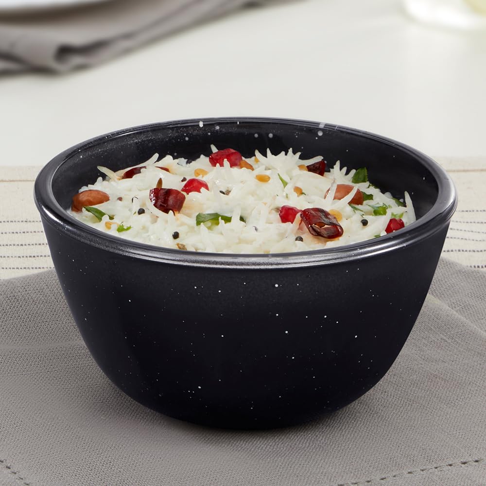 Borosil 500ml Serving & Mixing Bowl | Made in India Borosilicate Glass Bowl for Kitchen & Dinning | Bowl for Mixing Dough, Salad, Batter | Microwave & Dishwasher Safe Pebble Black  BGFGBBWL0083