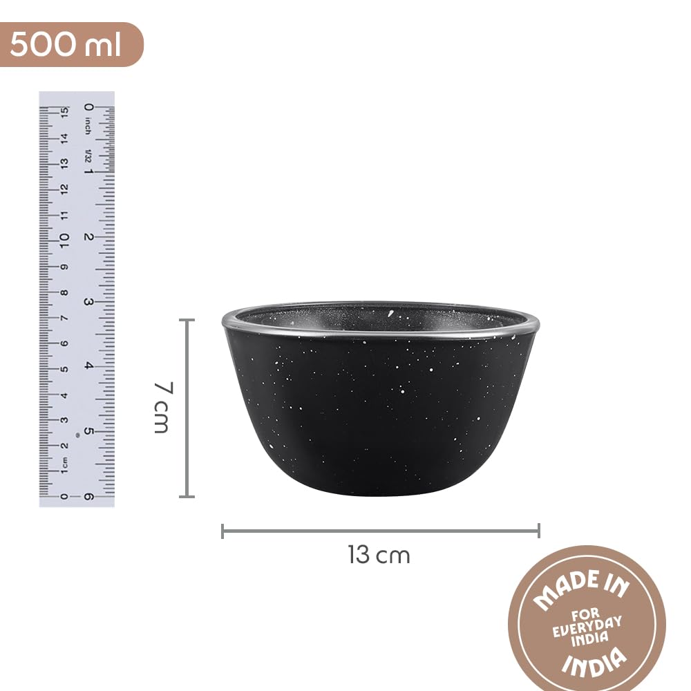 Borosil 500ml Serving & Mixing Bowl | Made in India Borosilicate Glass Bowl for Kitchen & Dinning | Bowl for Mixing Dough, Salad, Batter | Microwave & Dishwasher Safe Pebble Black  BGFGBBWL0083