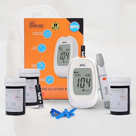 Bpl Medical Technologies Glucose Meter Kit For Instant Accurate Blood Sugar Test At Home - Color Code: White With Blue Accents