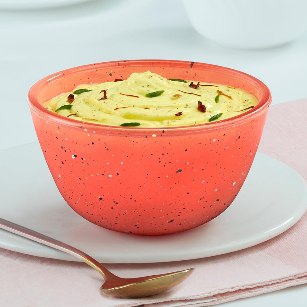 Borosil 500ml Kube Pink Serving & Mixing Bowl | Made in India Borosilicate Glass Bowl for Kitchen & Dinning | Bowl for Mixing Dough, Salad, Batter | Microwave & Dishwasher Safe BGFGBBWL0073