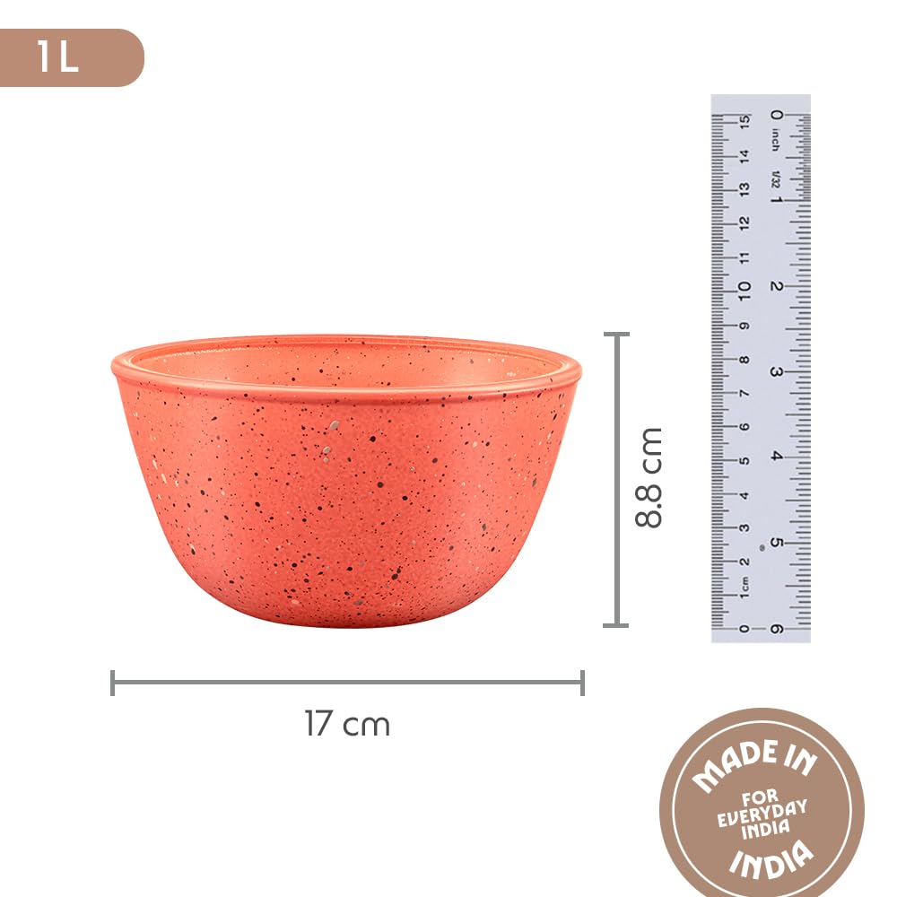Borosil 500ml Kube Pink Serving & Mixing Bowl | Made in India Borosilicate Glass Bowl for Kitchen & Dinning | Bowl for Mixing Dough, Salad, Batter | Microwave & Dishwasher Safe BGFGBBWL0073