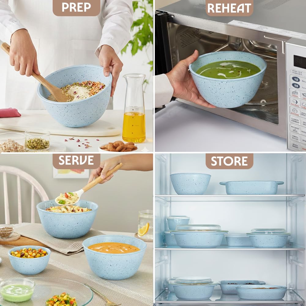 Borosil 500ml Serving & Mixing Bowl | Made in India Borosilicate Glass Bowl for Kitchen & Dinning | Bowl for Mixing Dough, Salad, Batter | Microwave & Dishwasher Safe  BGFGBBWL0099