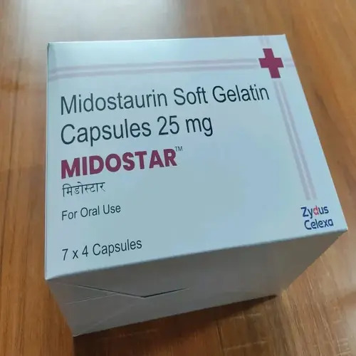 Midostar Midostaurin 25mg Capsule, Acute Myeloid Leukemia (Aml) Treatment Medicine - Dosage Form: Soft Gelatin Capsule
