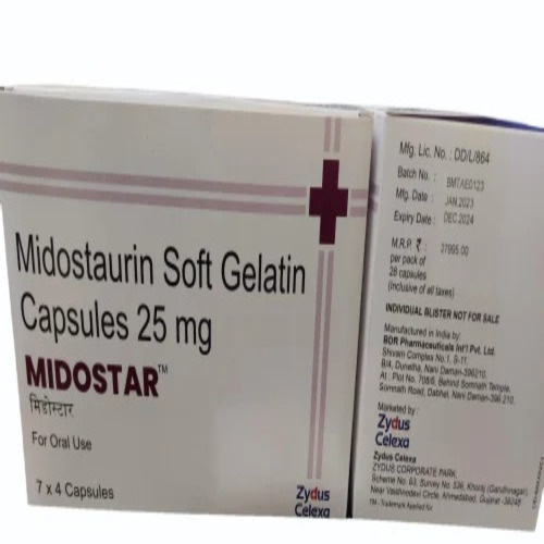 Midostar Midostaurin 25mg Capsule, Acute Myeloid Leukemia (Aml) Treatment Medicine - Dosage Form: Soft Gelatin Capsule