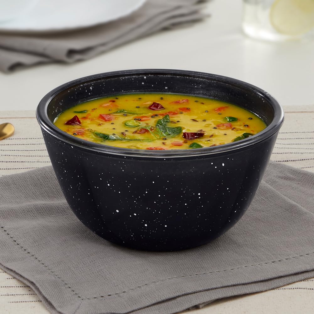 Borosil 750ml Serving & Mixing Bowl | Made in India Borosilicate Glass Bowl for Kitchen & Dinning | Bowl for Mixing Dough, Salad, Batter | Microwave & Dishwasher Safe (Pebble Black) BGFGBBWL0084