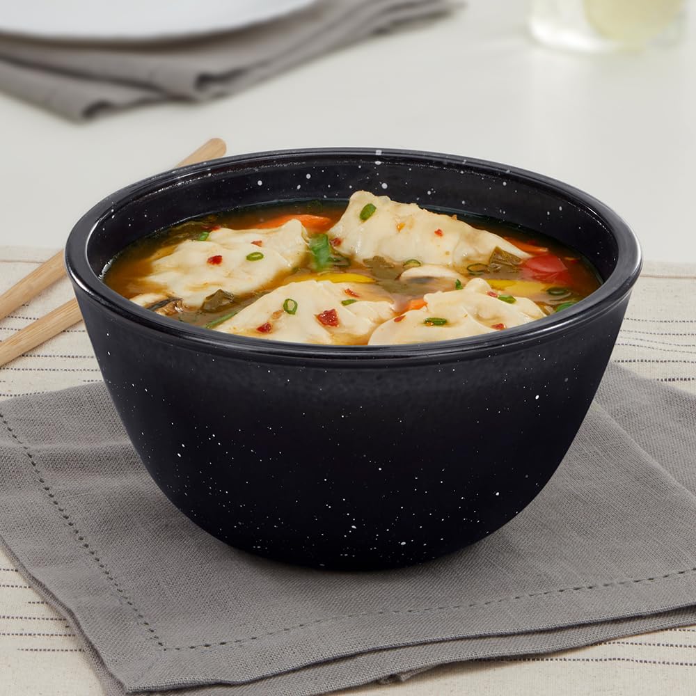 Borosil 1 L Serving & Mixing Bowl | Made in India Borosilicate Glass Bowl for Kitchen & Dinning | Bowl for Mixing Dough, Salad, Batter | Microwave & Dishwasher Safe (Pebble Black) BGFGBBWL0080