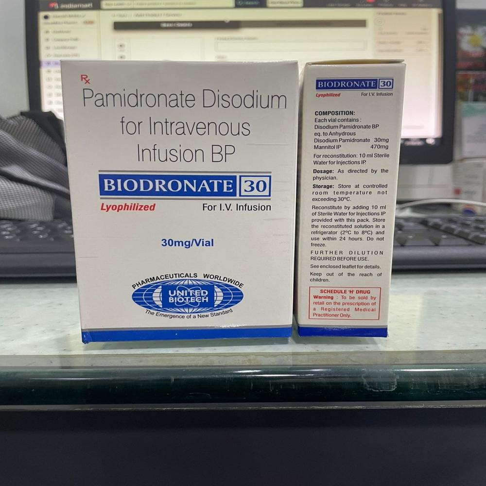 Biodronate Pamidronate 30mg Injection, Bone Disorders & Hypercalcemia Treatment Medicine