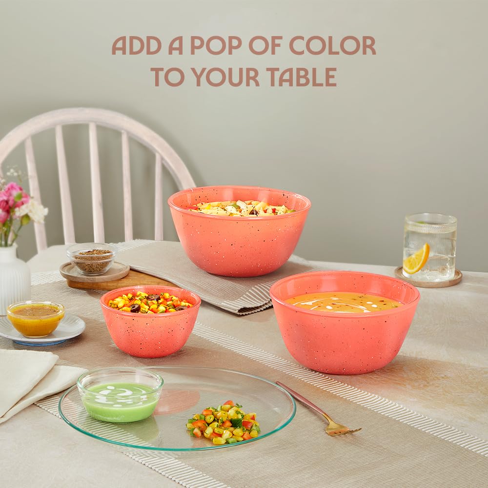 Borosil 2 L Kube Pink Serving & Mixing Bowl | Made in India Borosilicate Glass Bowl for Kitchen & Dinning | Bowl for Mixing Dough, Salad, Batter | Microwave & Dishwasher Safe BGFGBBWL0072 