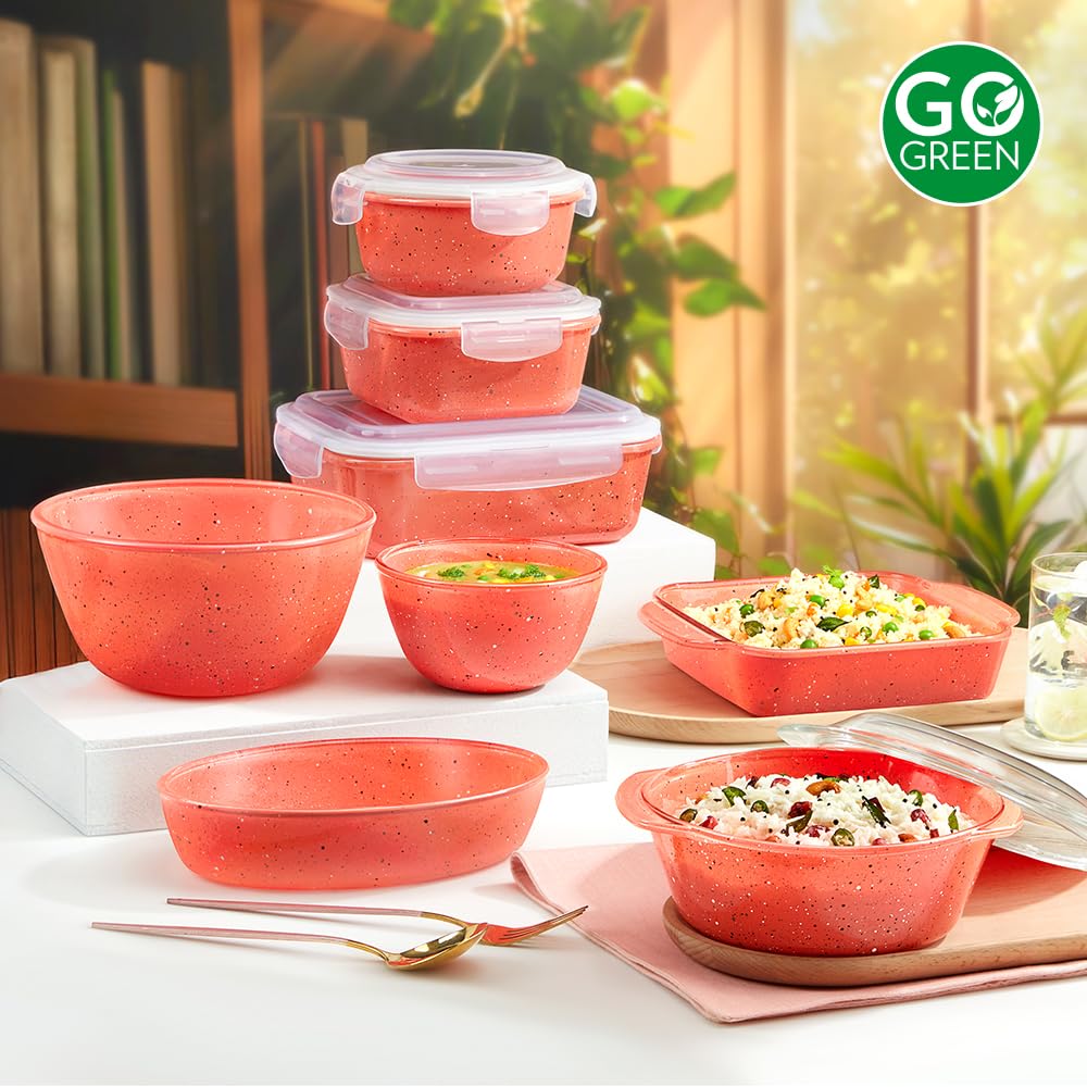 Borosil 2 L Kube Pink Serving & Mixing Bowl | Made in India Borosilicate Glass Bowl for Kitchen & Dinning | Bowl for Mixing Dough, Salad, Batter | Microwave & Dishwasher Safe BGFGBBWL0072 