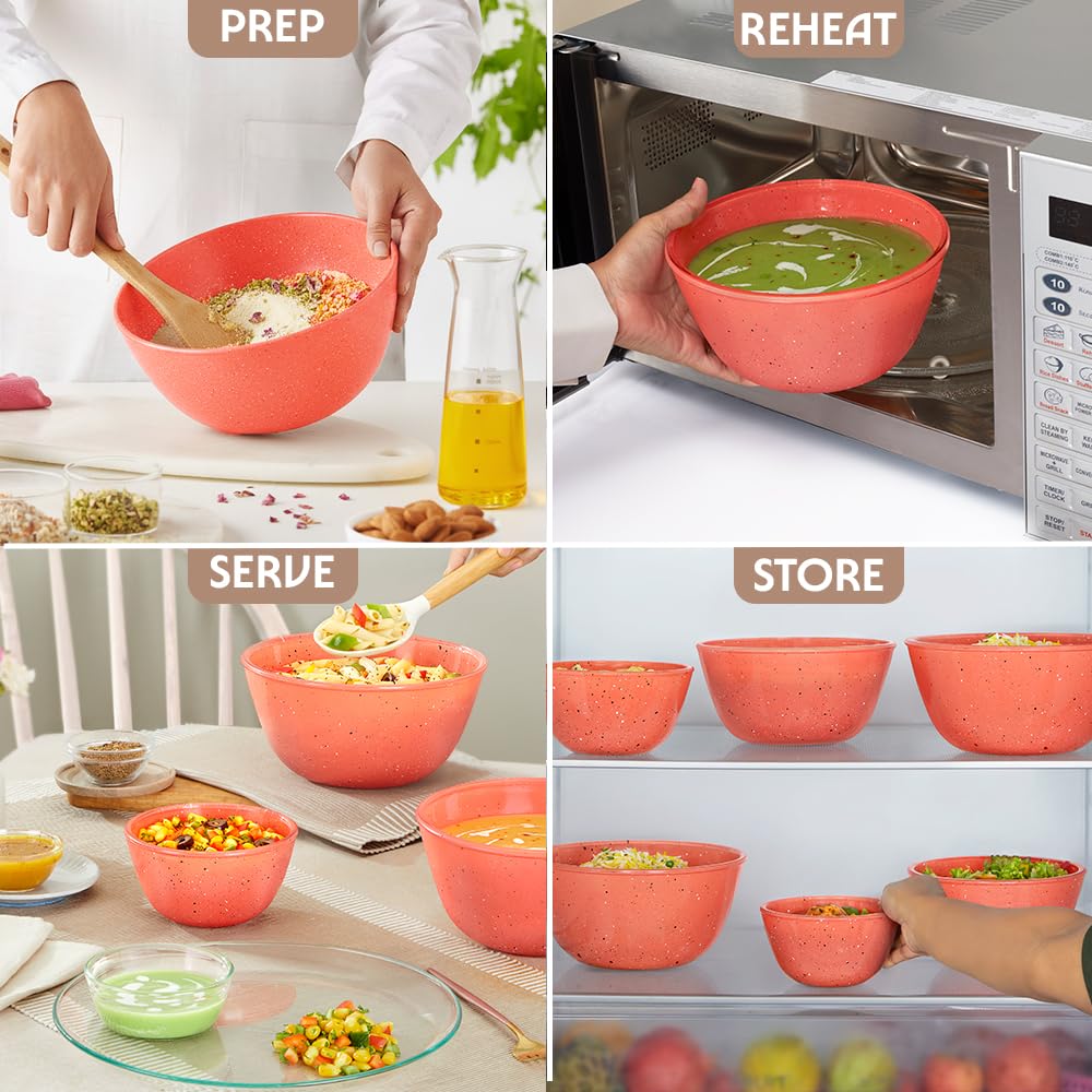 Borosil 2 L Kube Pink Serving & Mixing Bowl | Made in India Borosilicate Glass Bowl for Kitchen & Dinning | Bowl for Mixing Dough, Salad, Batter | Microwave & Dishwasher Safe BGFGBBWL0072 