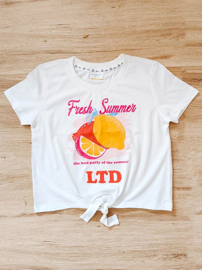 G22254 | LTD Girls Boxy Fit Top With Tie Feature