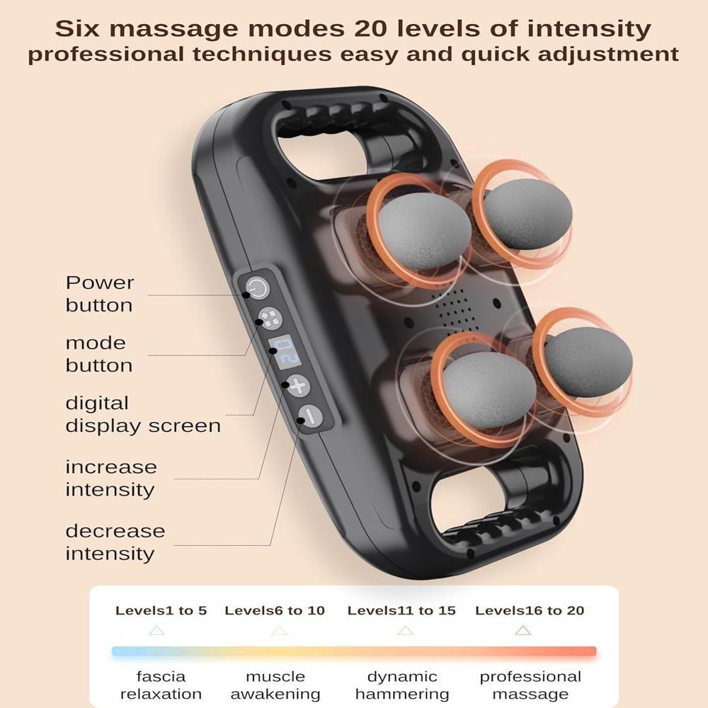 4-Head Manual Back Massager for Muscle Pain Relief & Relaxation