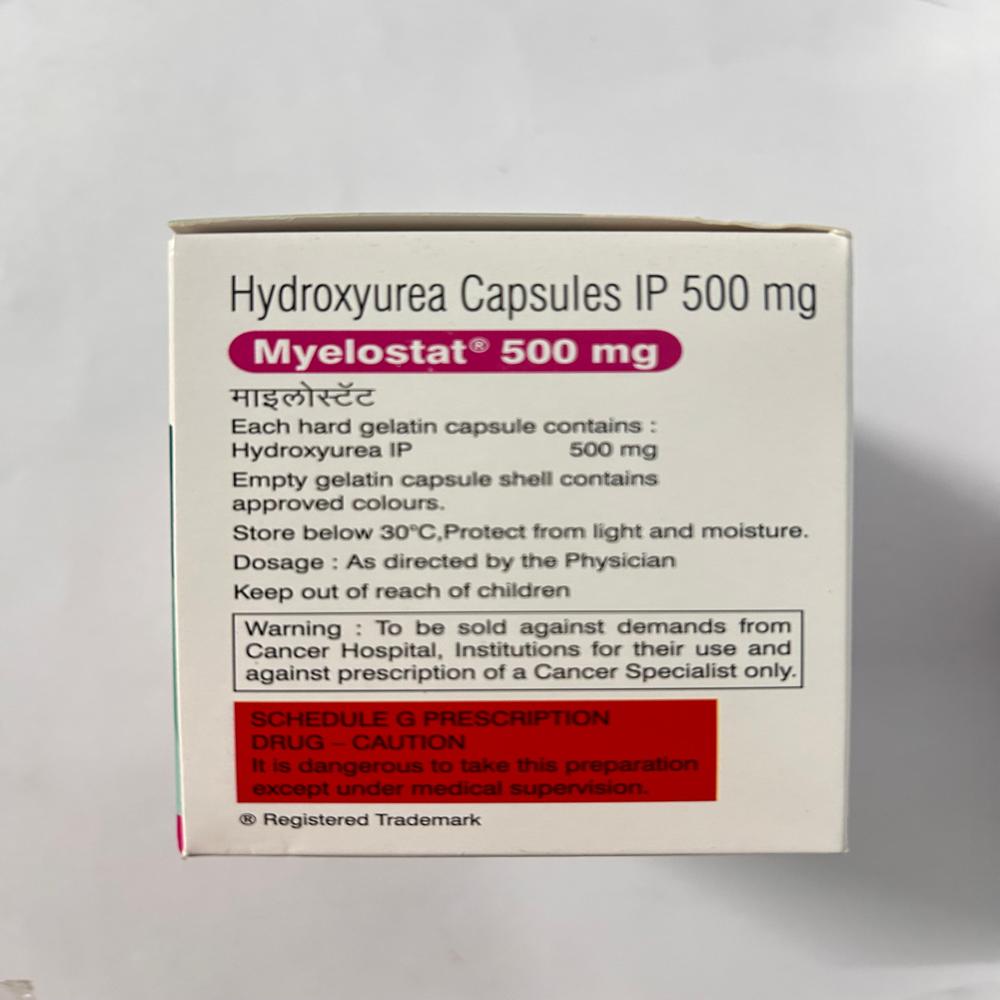 Myelostat Hydroxyurea 500mg Capsule, Blood Disorder & Cancer Treatment Medicine - Dosage Form: Tablet