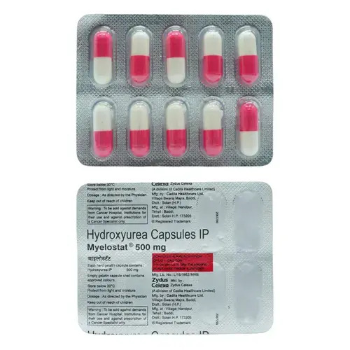 Myelostat Hydroxyurea 500mg Capsule, Blood Disorder & Cancer Treatment Medicine - Dosage Form: Tablet