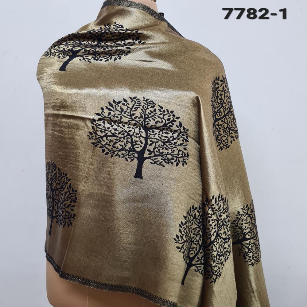 Fine wool pashmina Shimmer Tree motifs stole