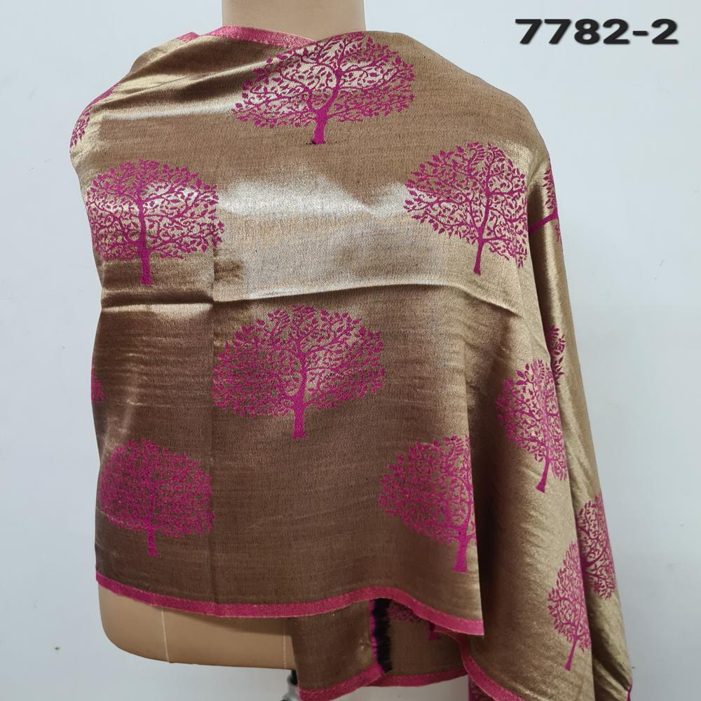 Fine wool pashmina Shimmer Tree motifs stole