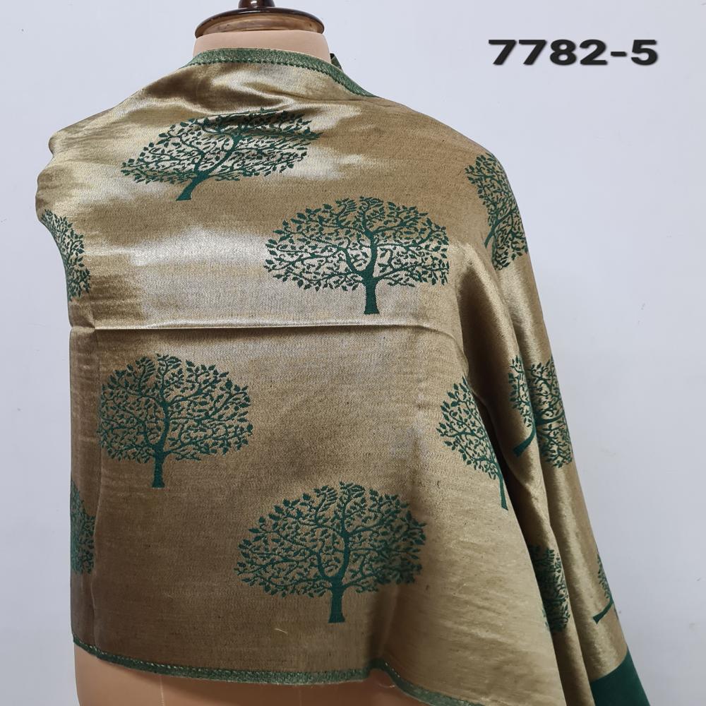 Fine wool pashmina Shimmer Tree motifs stole