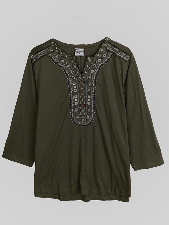 W13637 | CONTEMPO CASUALS Ladies Embroidery Top