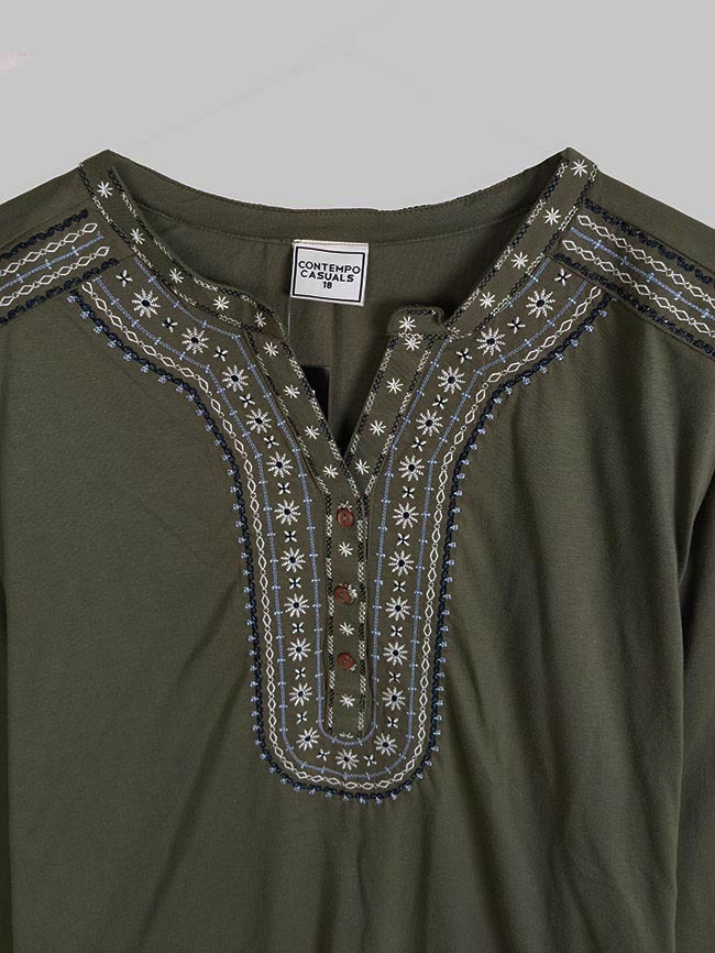 W13637 | CONTEMPO CASUALS Ladies Embroidery Top