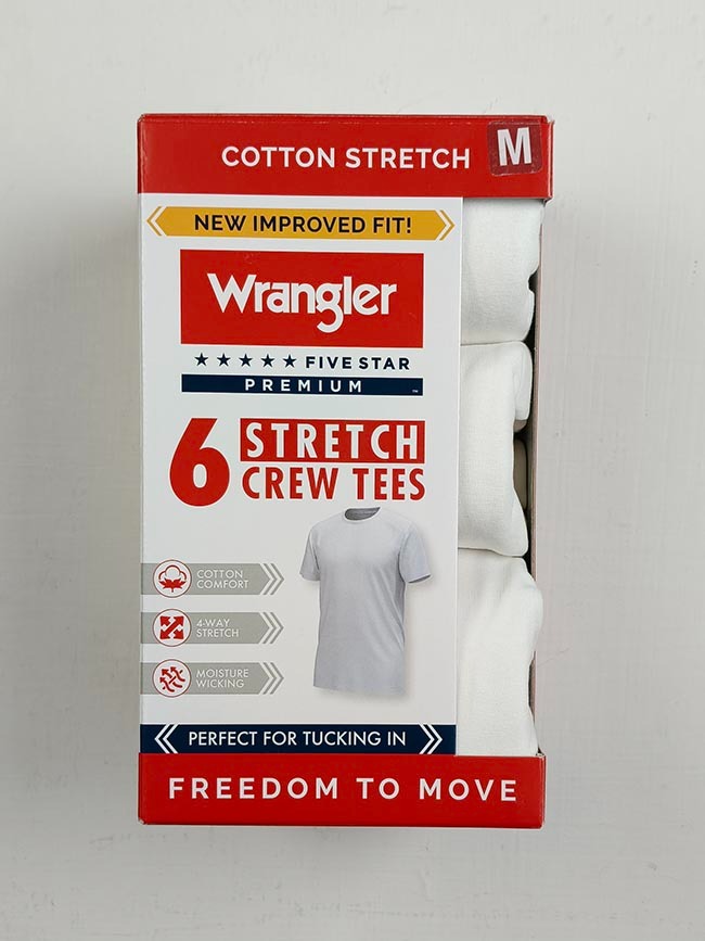 M11662 | Wrangler Mens Stretch Crew Neck T-Shirt 6 Pack