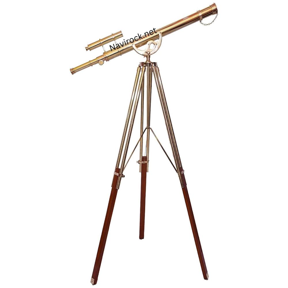 Antique Style Floor Telescope Shiny Brass Body with 65