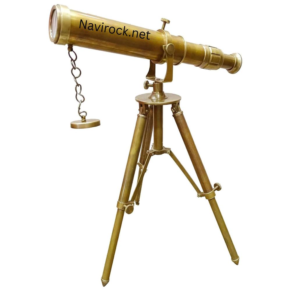 Antique Brass Ship Telescope  Handmade Maritime Tripod Instrument for Premium Home Office Decor