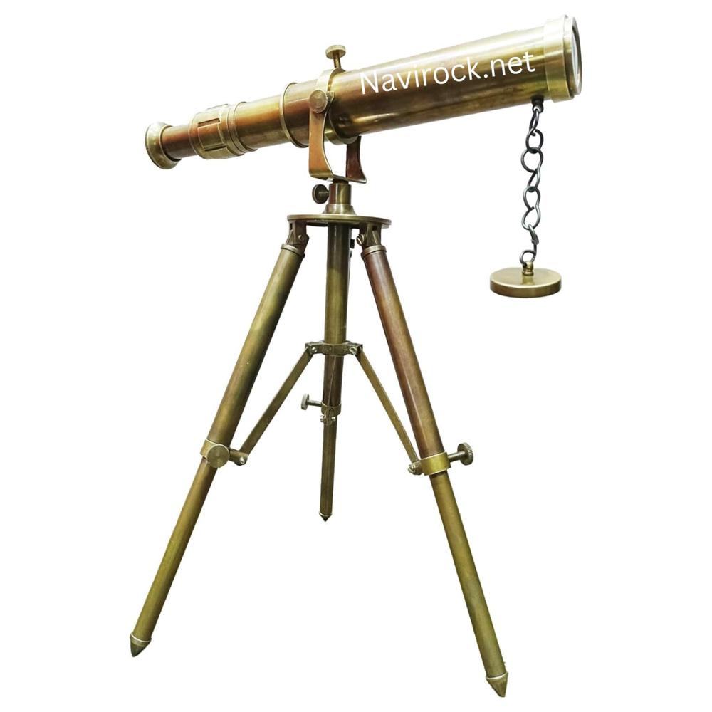 Antique Brass Ship Telescope  Handmade Maritime Tripod Instrument for Premium Home Office Decor