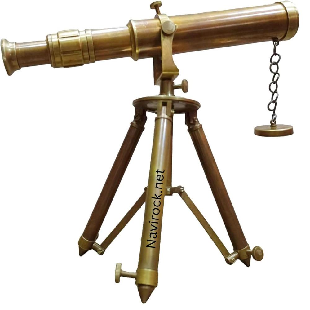 Antique Brass Ship Telescope  Handmade Maritime Tripod Instrument for Premium Home Office Decor