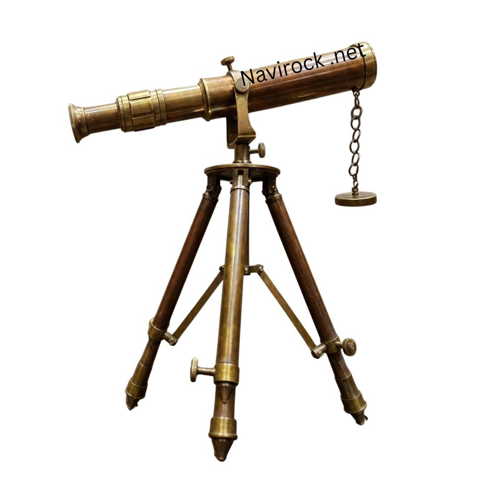 Antique Brass Ship Telescope  Handmade Maritime Tripod Instrument for Premium Home Office Decor